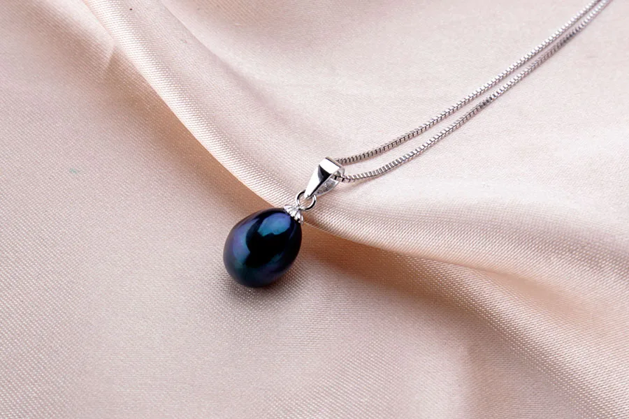 8-9 мм настоящая черная Подвеска из натурального пресноводного жемчуга ожерелье для женщин хорошее качество S925 Стерлинговое серебро ювелирные изделия с цепочкой