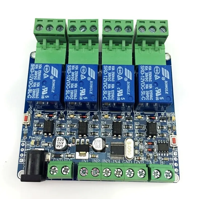 Модульный 4 Канальный Релейный Модуль Modbus RTU система DIY STM8S103 входа для дороги