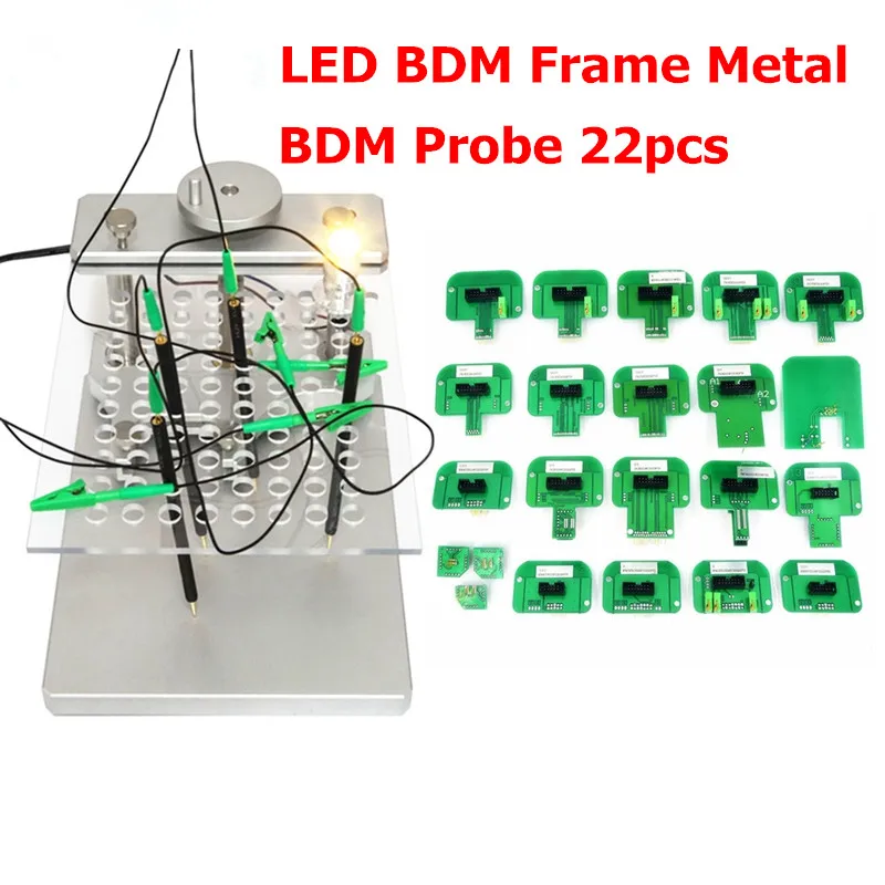 Металлический светодиодный BDM Рамка с 22 адаптерами BDM для KTAG KESS KTM BDM зонд адаптеры полный набор светодиодный BDM Рамка ЭБУ рампы адаптер сталь - Цвет: BDM FRAME ADD 22PCS