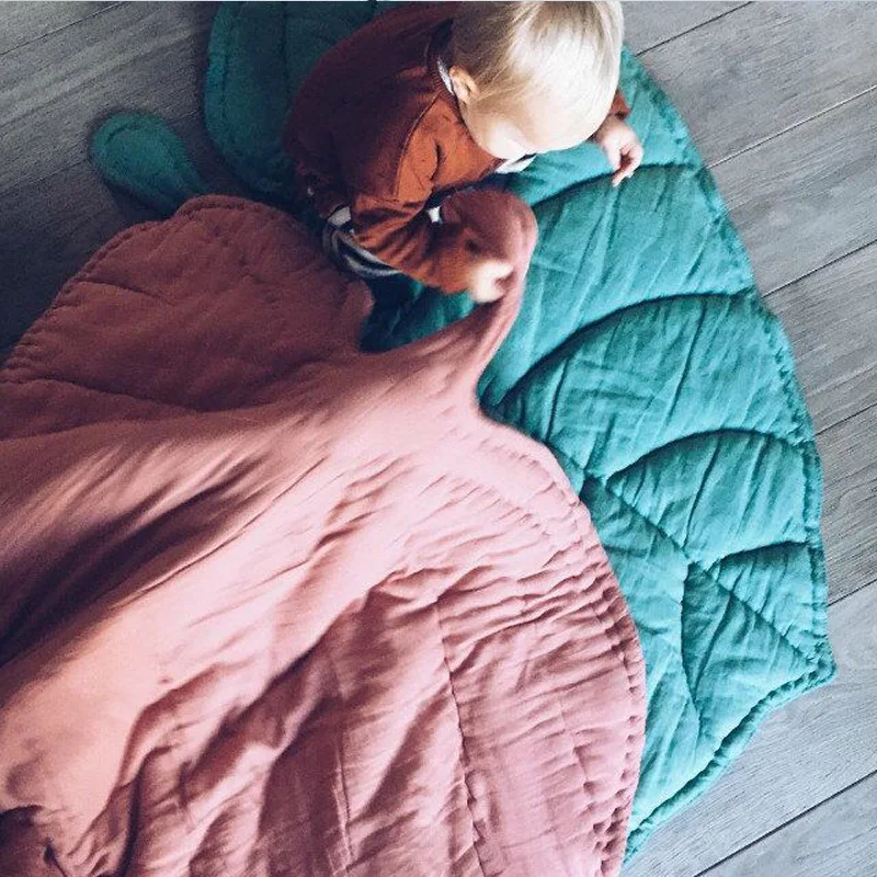 Ins сердце лист детские игровые коврики дети ползают коврик одеяло хлопок Новорожденный детский коврик для ползания детская комната украшение 2 цвета