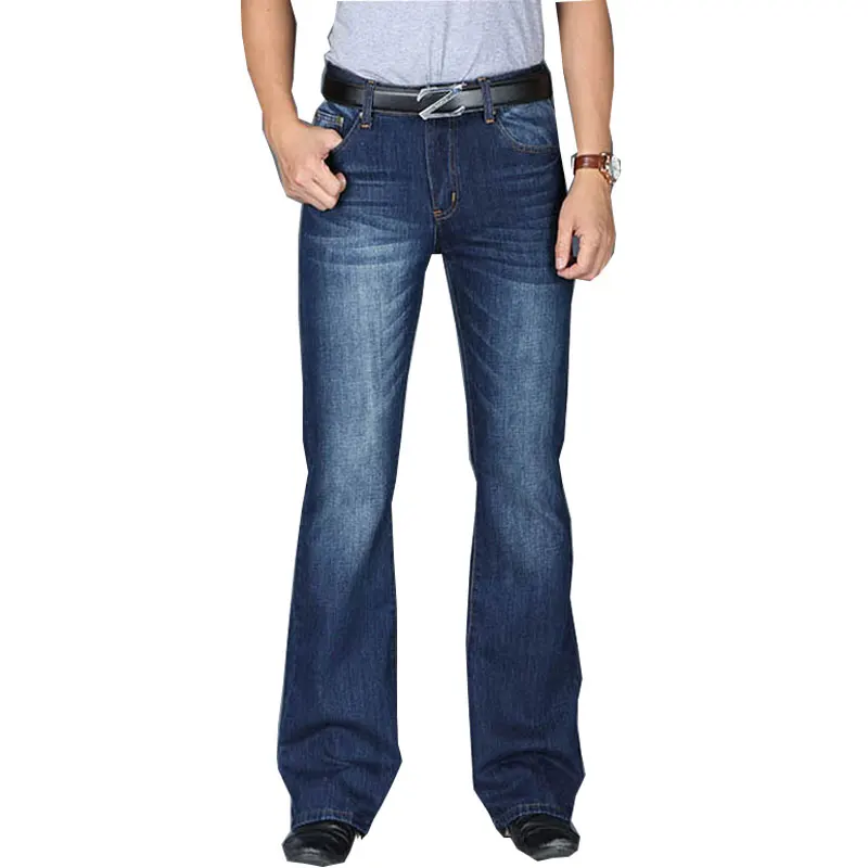 Мужские джинсы, мужские s Modis, большие расклешенные джинсы, свободный крой, высокая талия, мужские дизайнерские классические синие джинсы - Цвет: Dark Blue