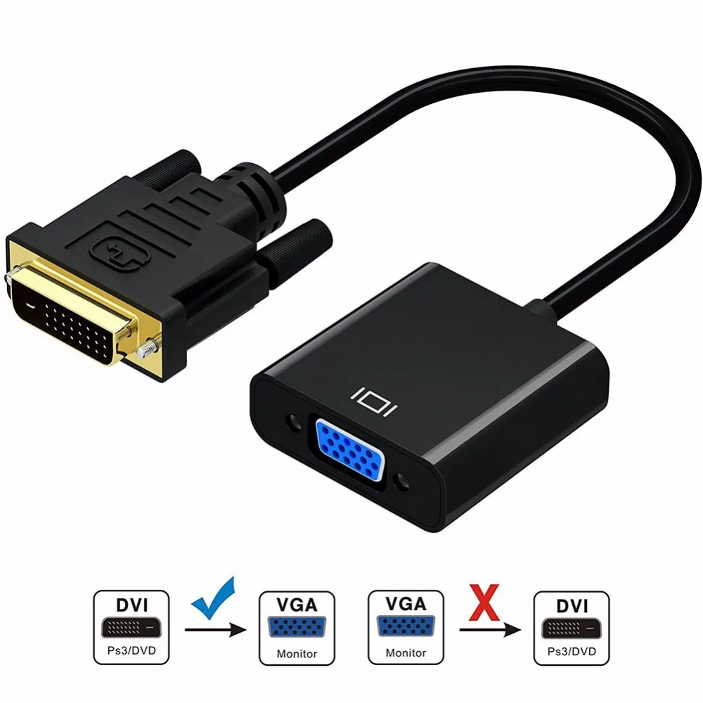 Кабель адаптер DVI VGA 1080P D кабель 24 + 1 25 Pin папа 15 Женский видео конвертер для дисплея