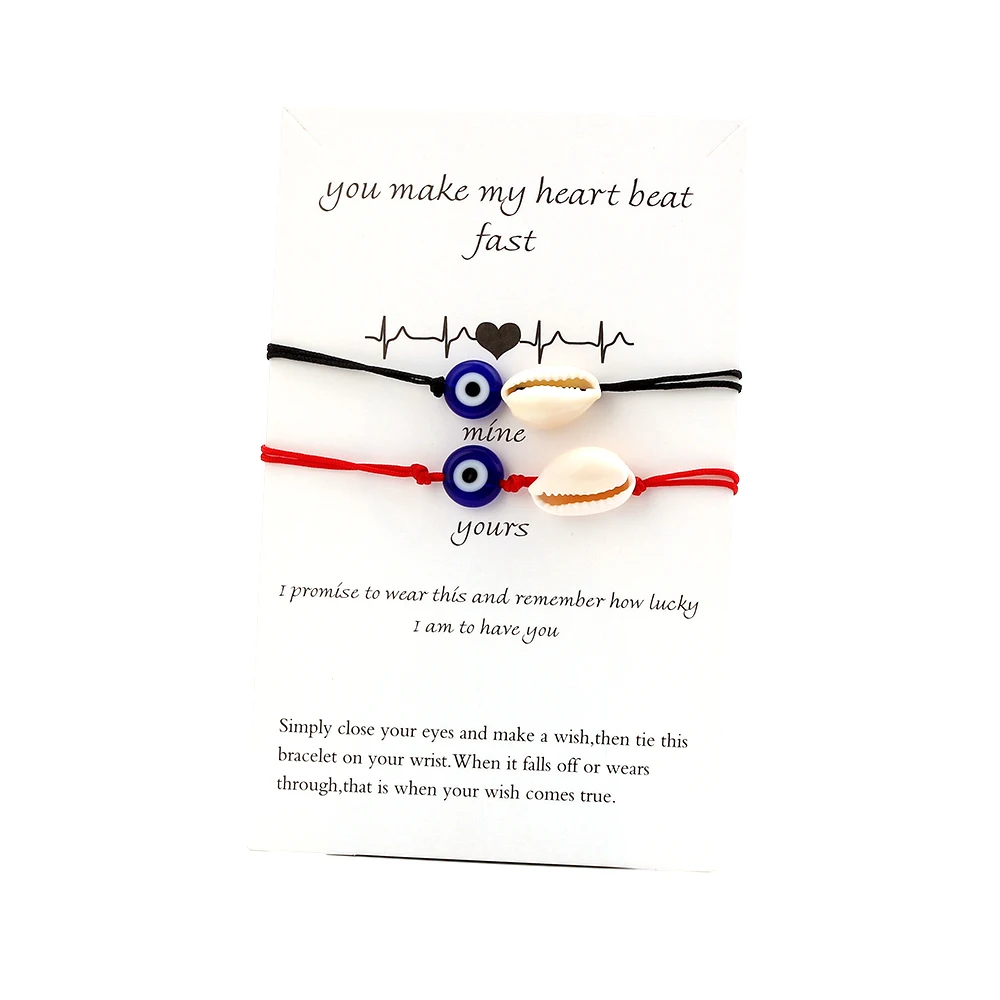 

MEIBEADS 2pcs/lot Lucky Red String Shell Charm Bracelets For Women Men Children Simple Design Wish Bracelets Best Birthday Gift