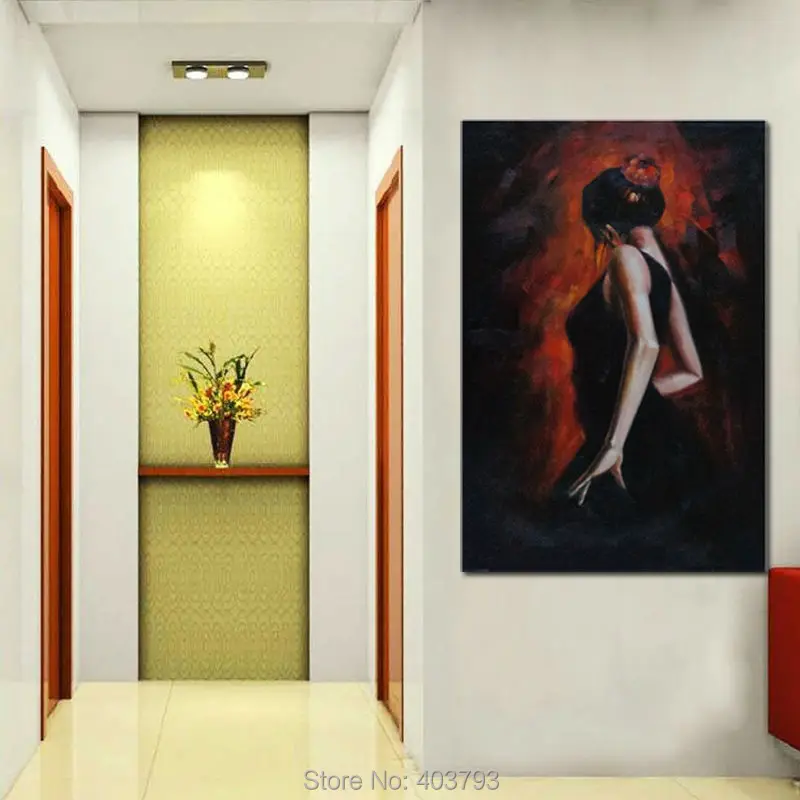

Handmade Oil Painting 36"x24" Spanish Dancing Portrait Woman Dancer Impressionism, BeyondDream Art Christmas Gift Home Decor