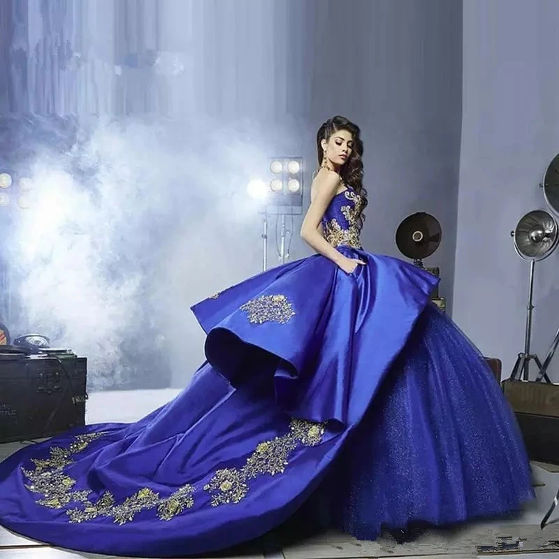 blue and gold charro quinceanera dresses