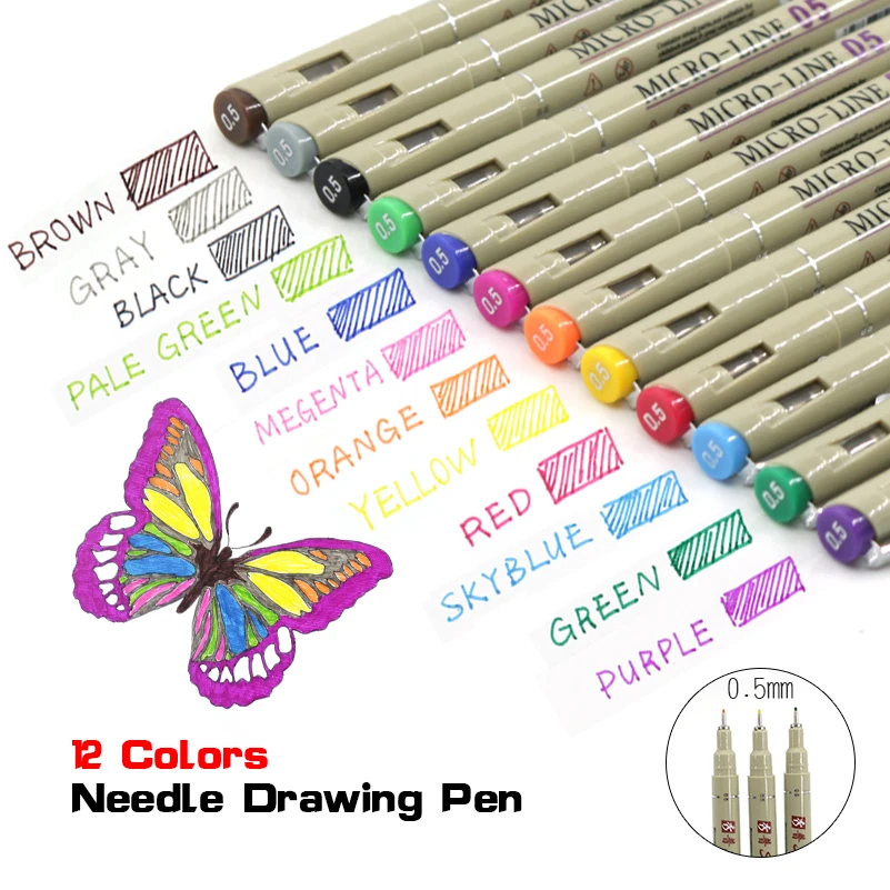 Copic маркеры 12 цветов 0,5 мм Игла микроны надписи ручка Touchfive Fineliner цветные маркеры эскиз искусство ручка манга Набор Аниме