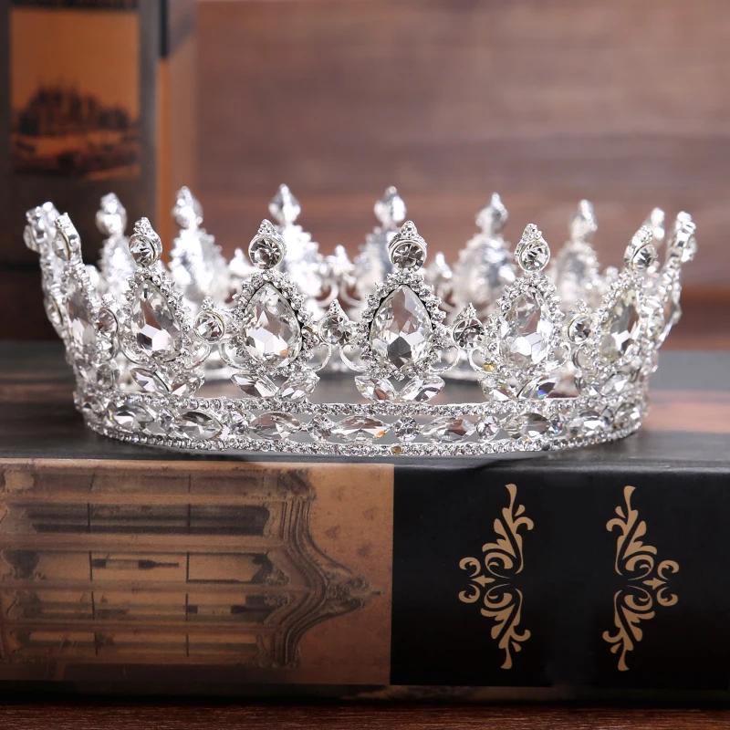 

Vintage Gold Silver Queen Crown Crystal Wedding Tiara Baroque Bridal King Crown Rhinestone Tiara Crown Head Jewelry Accessories