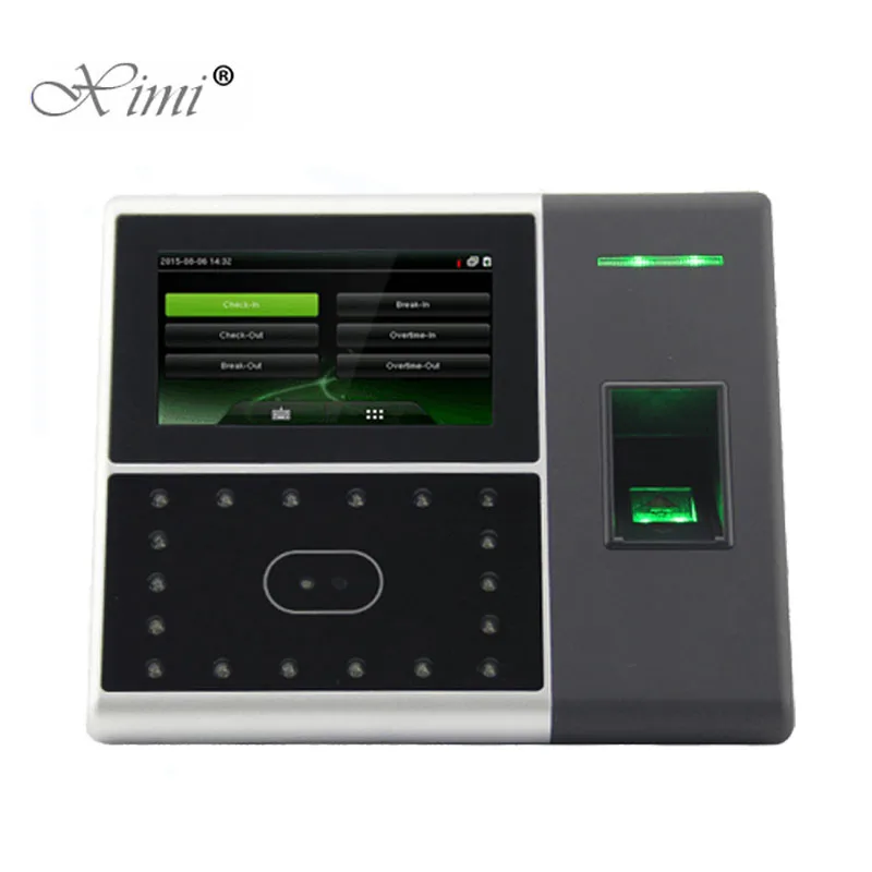 

Face And Fingerprint Time Attendance And Access Control With 4.3 Inch Color Touch Screen ZK Biometric Time Recording