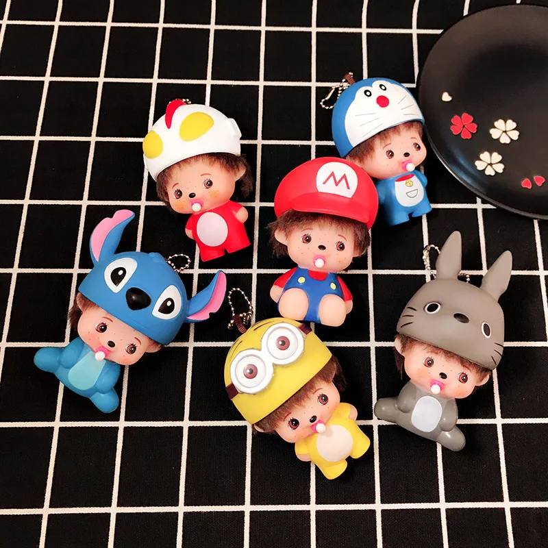 

Cute Cartoon Doll Light Voice Stitch Keychain Child Toy Animal Key Ring Trinkets Car Purse Key Chains Gift Anime keychain