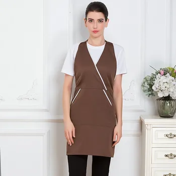 

V-neck Chef Apron Waiter Waitress Uniform Hotel Restaurant Coffee Shop Bakery Catering Service Kitchen Cleaning Work Apron