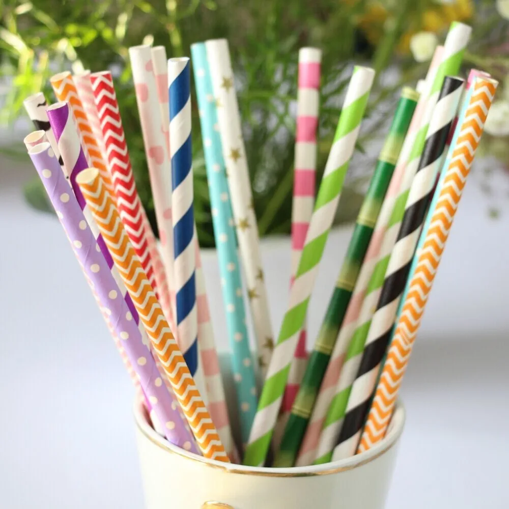 200pcs Choose Your Colors Party Paper Straws Wedding Decor Striped Straws Wholesale Straws ...