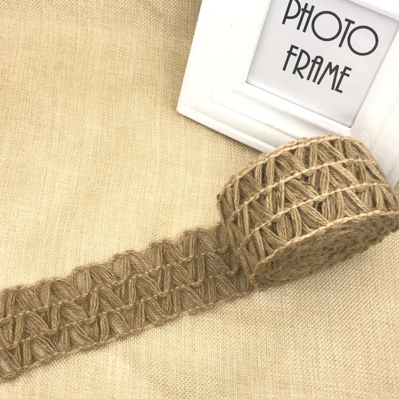 Natural Jute Burlap Fabric Rustic Hessian Ribbon Tape Wedding Decoration DIY