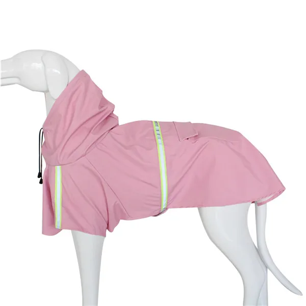 Светоотражающий дождевик для собак, водонепроницаемый дождевик, пончо с отверстием для поводка, карман для маленьких, средних и больших домашних животных, дождевик - Цвет: Pink