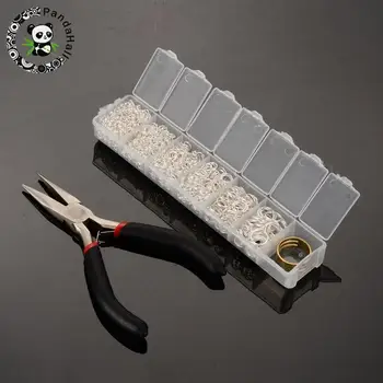 

PandaHall 1Box Iron Open Jump Rings with Assistant Tool Brass Rings and Flat Nose Jewelry Pliers Mixed Color