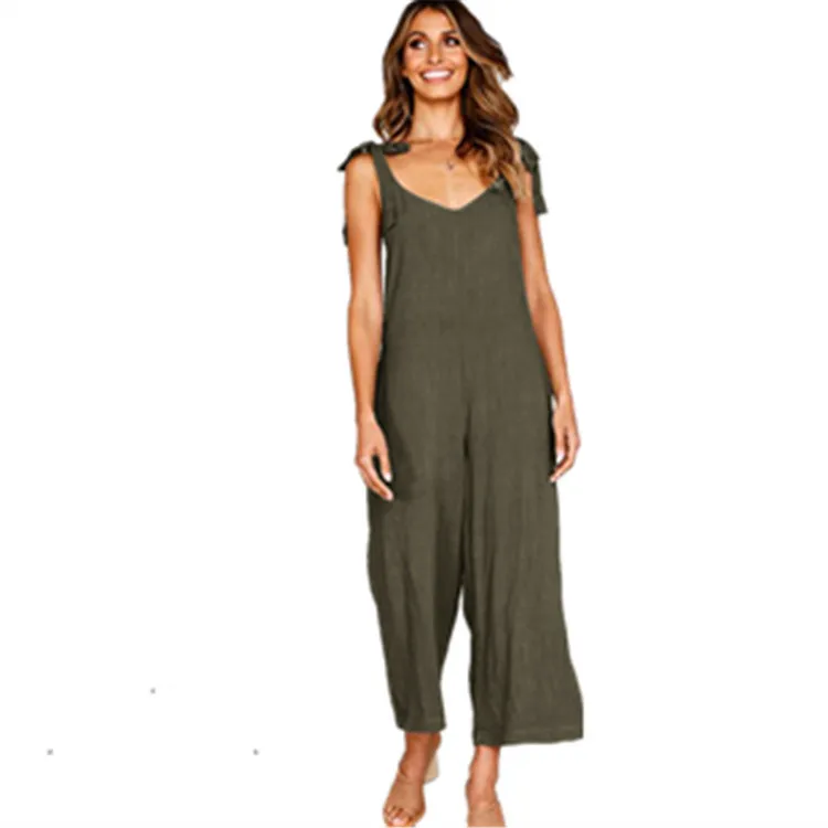 2019 Women Loose Casual Jumpsuits Rompers Spaghetti Straps V-neck Herem Pants 2019 Women Loose Casual Jumpsuits Rompers Spaghetti Straps V-neck Herem Pants