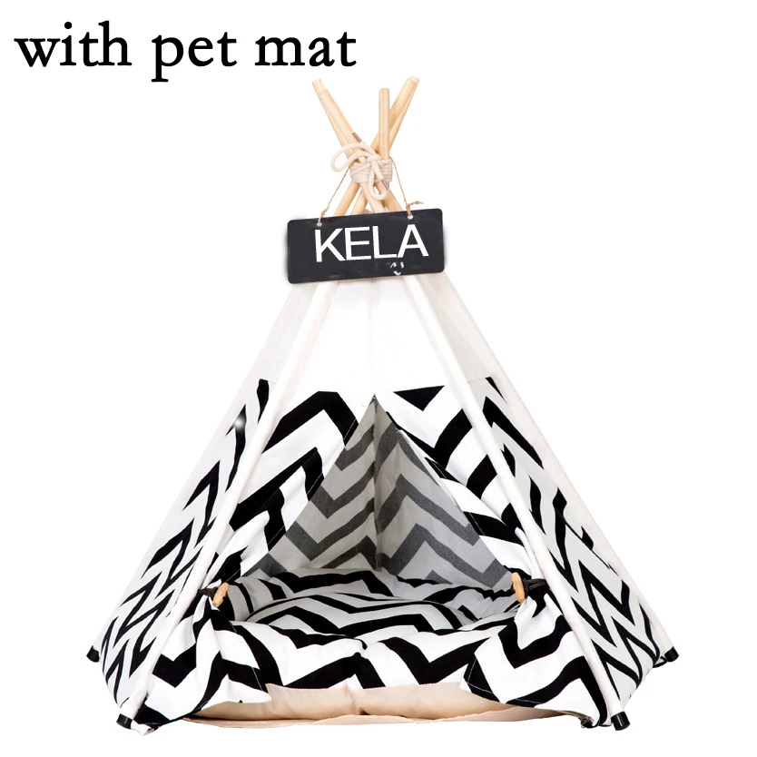 JORMEL Pet палатка собака кровать кошка игрушка дом портативный моющийся вигвам для домашних животных полосатый узор Мода содержит коврик
