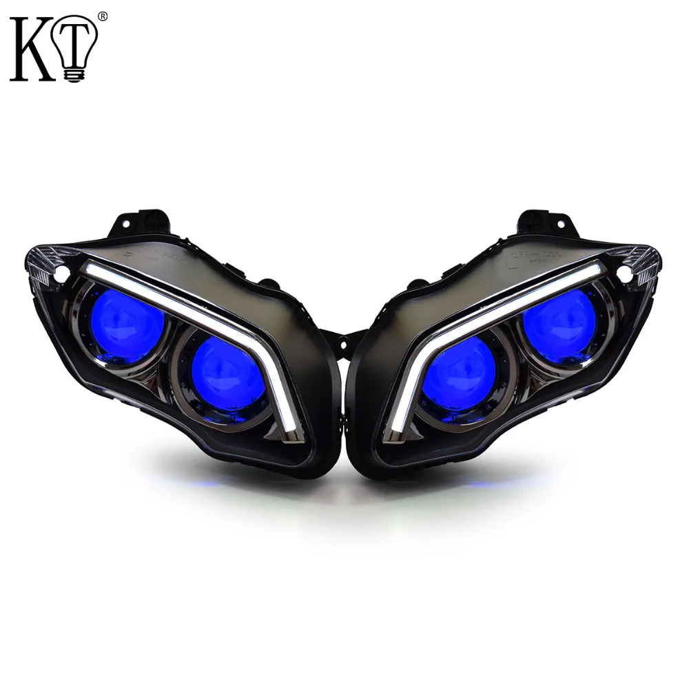 

KT Headlight for Yamaha YZF R1 2007 2008 LED Halos Blue Demon Eye Motorcycle HID & LED Projector Assembly New
