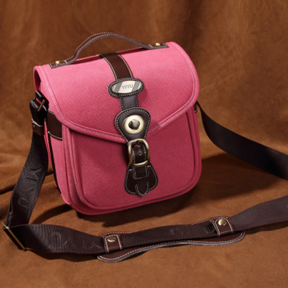 Real Leather Vintage canvas Leather camera bag Travel Bag Shoulder Bag For Nikon Canon Sony FuJi ...