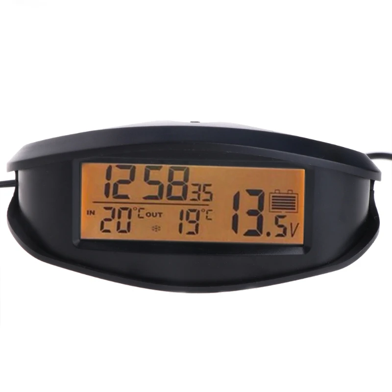 Цифровой автомобильный термометр, световой светодиодный, настольные часы, для помещений/улицы, термометры, вольтметр, время, AlarmBlue, оранжевая подсветка, EC98