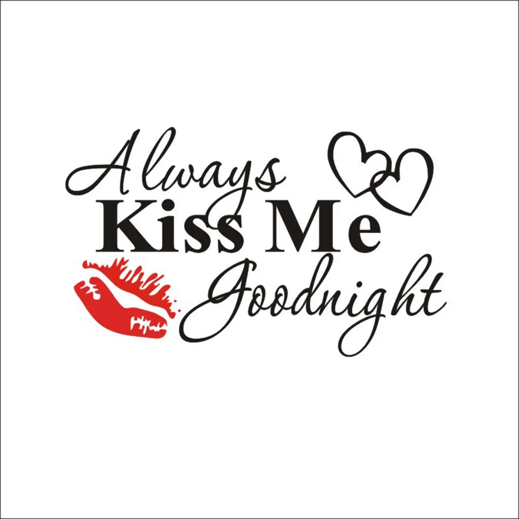 Always Kiss Me Goodnight красные губы Креативный дизайн новые настенные наклейки практичные наклейка с цитатой снимающиеся наклейки