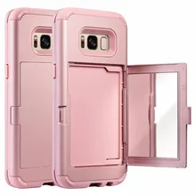 Чехол для телефона samsung Galaxy S8 Plus скрытый зеркальный кредитный держатель для карт чехол S8plus слот для карт S8+ жесткий защитный чехол сумка