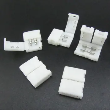 

100pcs 8mm 2 Pin LED pcb connector for SMD 3528 single color strip connecting, mark polarity no soldering LED strip connector