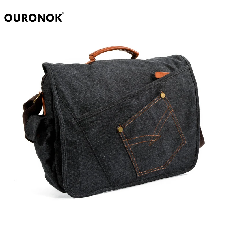 Мужские сумки из парусины OURONOK многофункциональные через плечо Винтажный