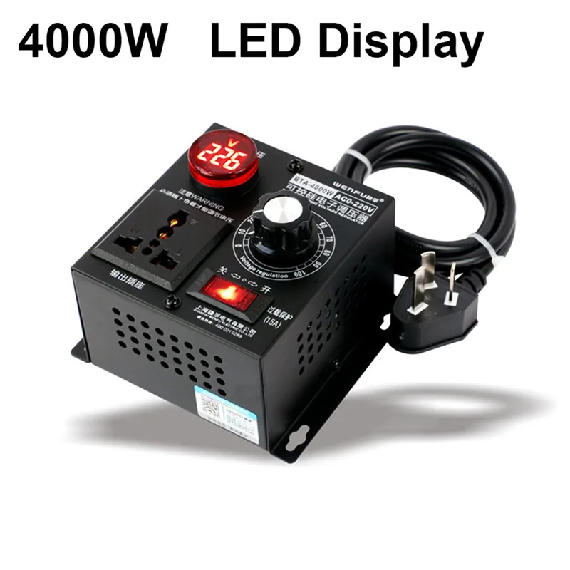 

Adjustable AC 220V 4000W SCR Electronic Voltage Regulator Temperature Motor FAN Speed Controller Dimmer Electric tool