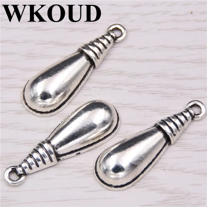 Wkoud 20 قطع الفضة القديمة اللياقة 2d البولينج سلسلة قلادة ، سبائك المعلقات النتائج مجوهرات مكونات القرط المجوهرات سحر