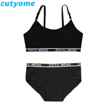  5Sets/Lot Puberty Girls Bra And Panty Sets Teenage Girls Cotton Padded Training Bra+Panties Kids Sports  Bra Panties Underwear 9 