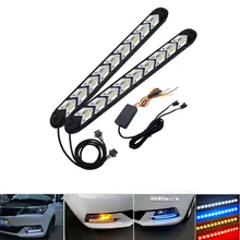 2 Pcs LED DRL Daytime Corsa e Jogging Light Car Styling Streamer Dinamico Flusso Ambra Segnale di Girata di Avvertimento Sterzo Nebbia Giorno Della Lampada