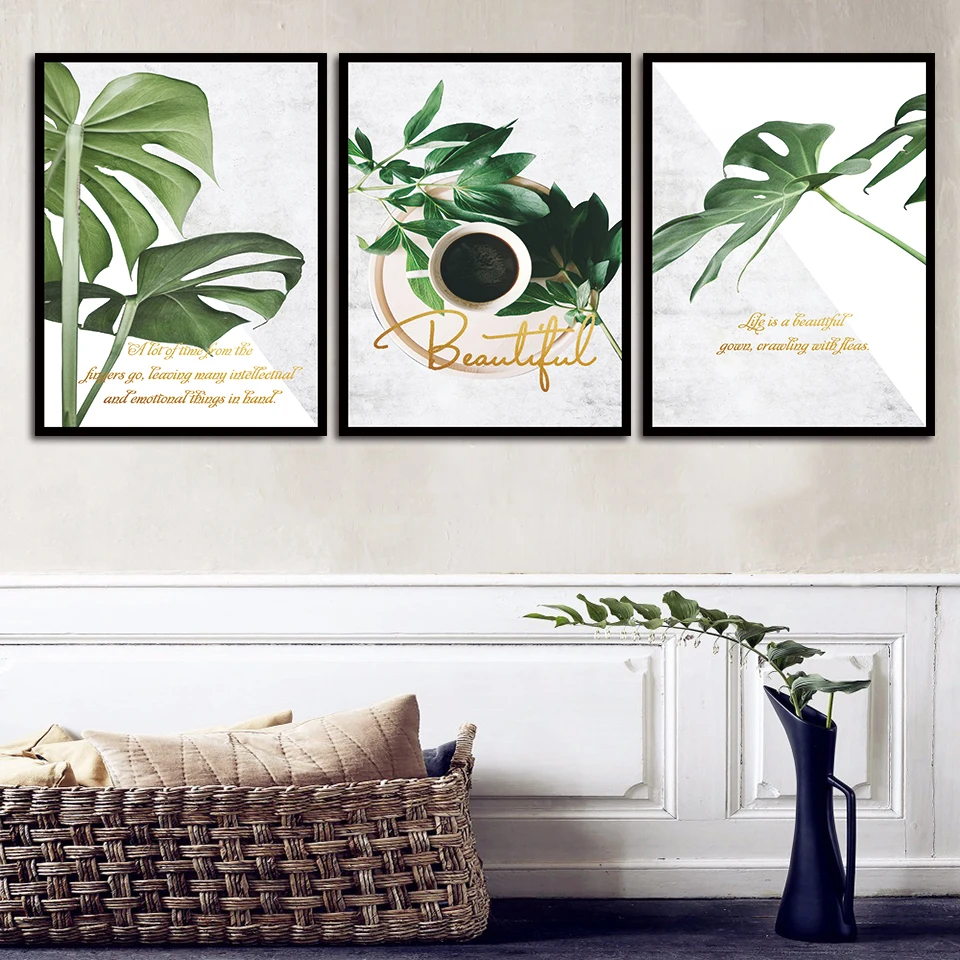 

Simple Print Corridor Wall Art Poster Home Plant Leaf Decorative Painting Nordic Canvas Modular Geometric Picture Drop Shipping