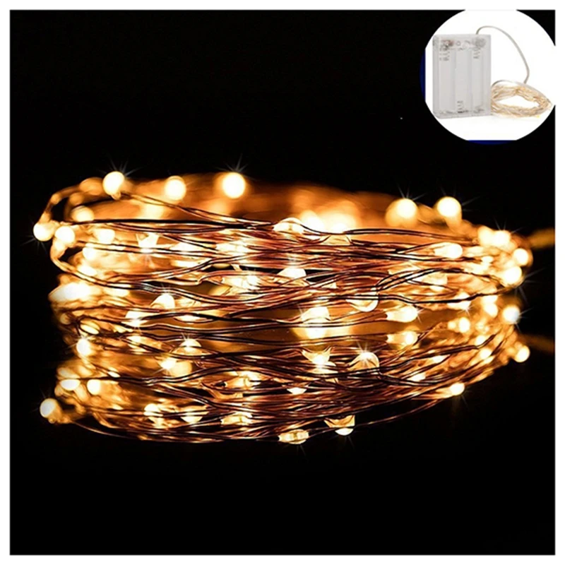 

10m Outdoor Decoration Lights 100 led Copper Wire String Lights Battery Powered Lamp Christmas Festival Wedding Party Light
