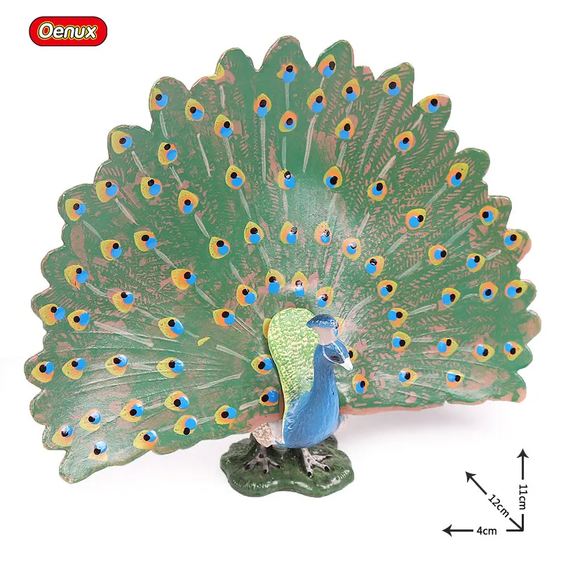 Oenux 4X12X11cm Peafowls птица украшение Животных Фигурки красивая модель павлина твердая