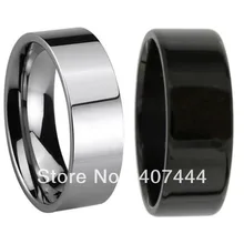 Envío Libre Barato Precio EE.UU. Canadá REINO UNIDO Rusia Brasil Caliente ventas 8mm pipe cut negro/plata hombres tungsten anillo tamaño de la boda 6-13