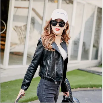 

Women Autumn Winter Clothes Leather Jackets Soft Faux Leather Coat Slim Short Design Streetwear Plus Size Outerwear new Fashion
