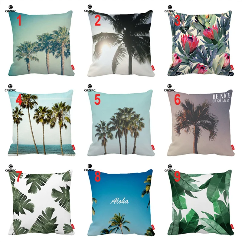 

Summer Hawaii Tropical Sky Palm Tree Protea Print Custom Car Cushion Cover Decorative Pillowcase Pillow Case Sofa Home Decor