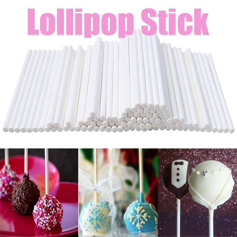 

10cm Lollipop Stick Food-Grade Plastic Pop Sucker Sticks Cake Pop Sticks For Lollypop Candy Chocolate Sugar Pole 100/200pcs