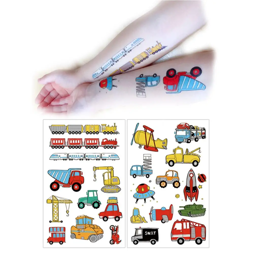 Child Tattoo Stickers Cute Cartoon Waterproof Non-toxic Arm Face Stickers Puffy Kids Stickers For Children Scrapbooking