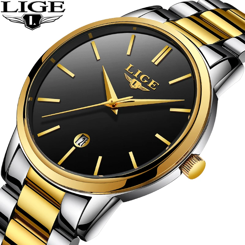 

LIGE New Top Luxury Brand Watches Men's Military Sports all-steel Quartz Watch Men Business Waterproof Clock Relogio masculino