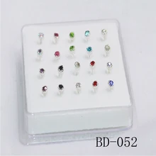 925 пробы, серебряные, белые, цветные, циркониевые, кристалл, шпильки для носа, модные украшения для тела для женщин, набор, аксессуары для пирсинга, бижутерия