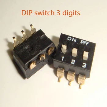 

50pcs/lot 2.54 mm patch dial switch 3P gold plated foot black SMD patch