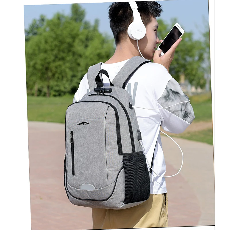 Школьные сумки с зарядкой через USB для мальчиков-подростков, рюкзак с защитой от кражи, мужской Школьный рюкзак, большой черный рюкзак для университетской средней школы