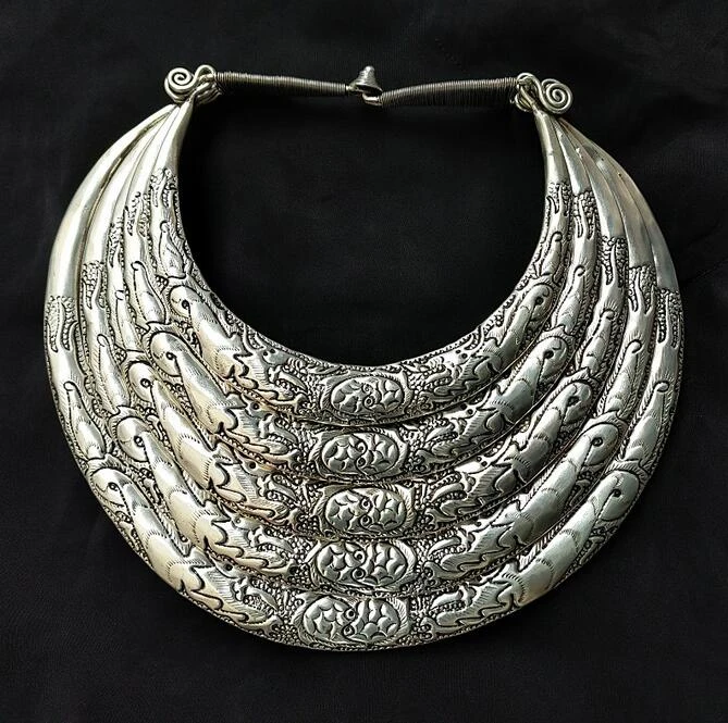Hermosa viento nacional Miao joyería Miao hecha mano Collar de cinco historia collar con cadena| - AliExpress