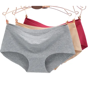 

2019 Women Underwear Plus Size Solid Lingerie Sexy Seamless Soft Briefs Underwear Panties Underpants Cotton Comfortable Briefs
