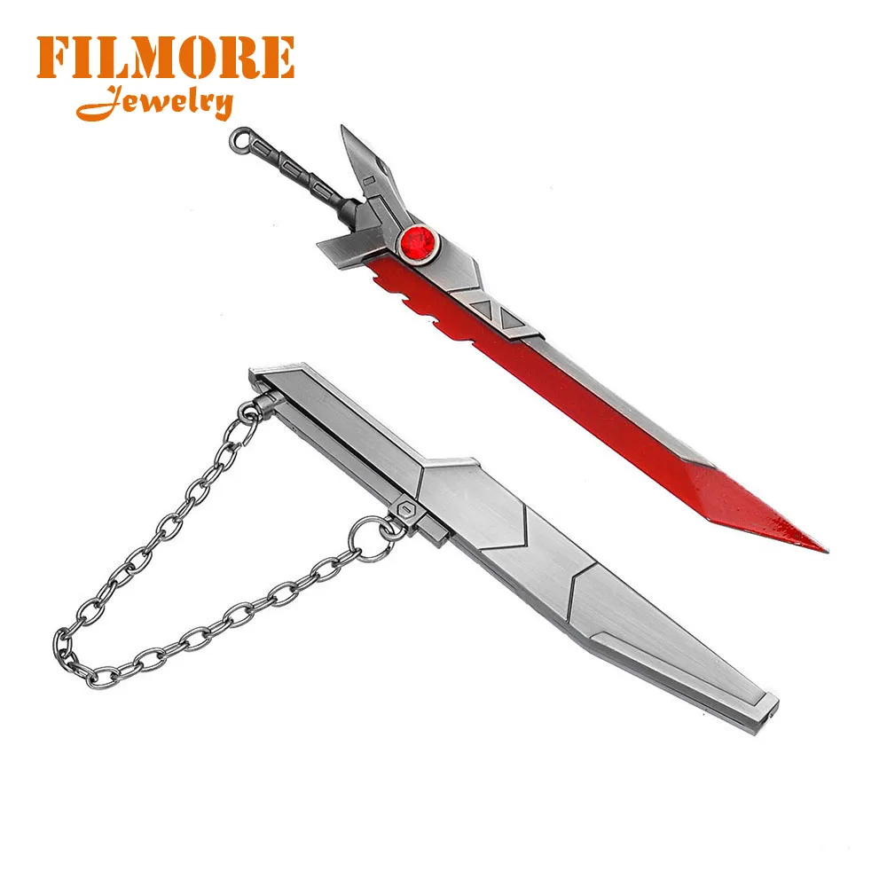 

16cm League of Legends Yasuo Keychain The Unforgiven Cowboy Weapon Keychain LoL Wind Sword Large Size Metal Pendant Key Rings