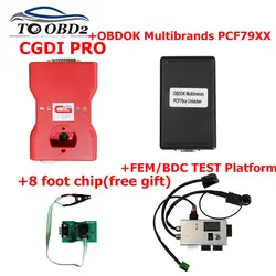 CGDI Prog для BMW Auto key Программист + FEM/BDC тестовая платформа + OBDOK Мультибренды PCF79XX + 8 футов чип + AT-200 для BMW + разъем коробки передач