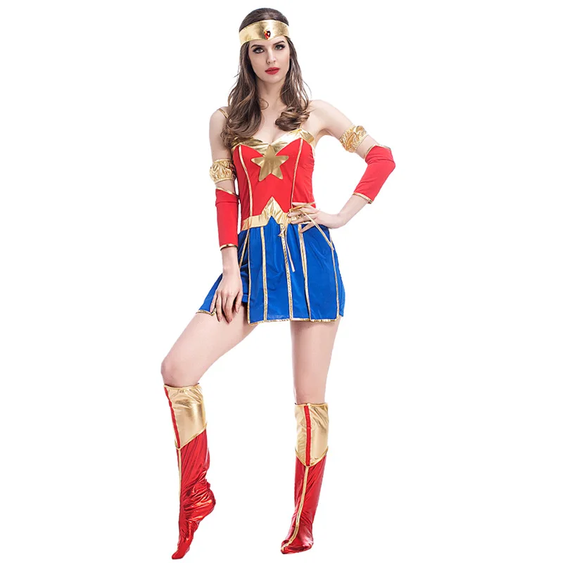 VASHEJIANG сексуальный костюм Чудо-Женщина взрослый удивительный Супергерл Униформа платье Хэллоуин сексуальный супергерой косплей карнавал платье
