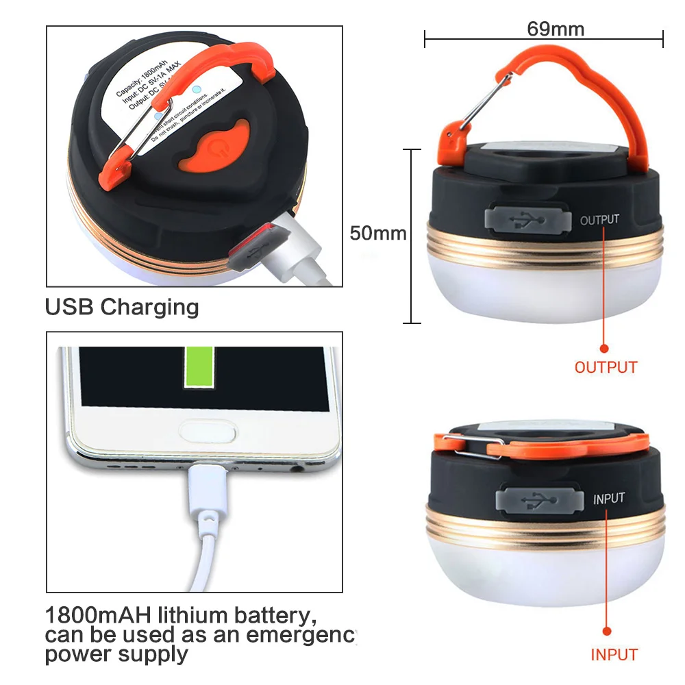 300LM 3W USB мини-Палатка лампа светодиодный перезаряжаемый Открытый походный ночной Светильник для кемпинга рыболовный фонарь золотой край