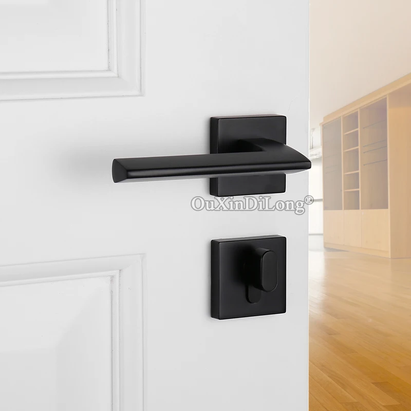  Elegant Black European Mute Mortise Door Lock Set Interior Living Room Bedroom Bathroom Silent Spli - 33025180202